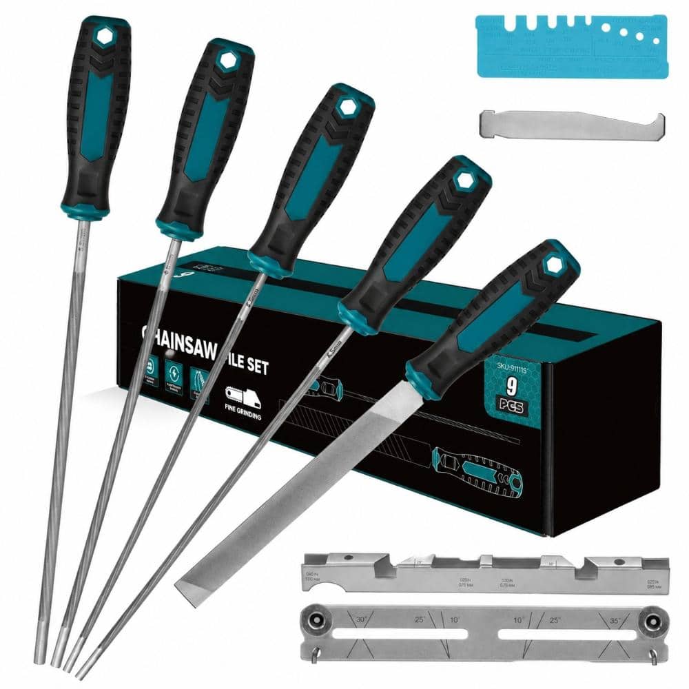 Chainsaw Sharpening File Set with 5/32, 3/16, 7/32 Round Files, 6 in Flat File, Depth Gauge, Filing Guide, Check price history on PriceWatchPro