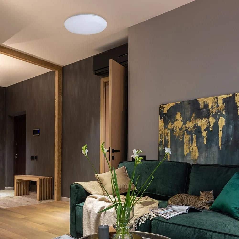 14 in. Round Gloss White Integrated LED Semi-Flush Mount Color Changing Ceiling Fixture 5 CCT 2700K-5000K, Dimmable price history on PriceWatchPro