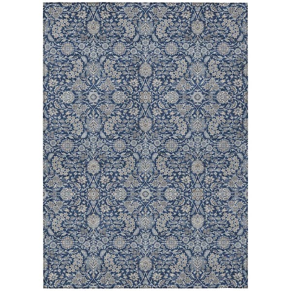 Chantille Machine Washable Indoor/Outdoor Abstract ACN3101 Navy 9 ft. x 12 ft. Area Rug