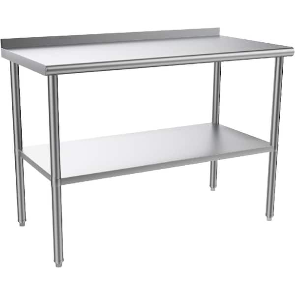 Karl home 48 in. x 24 in. Stainless Steel Kitchen Prep Table Kitchen Utility Table