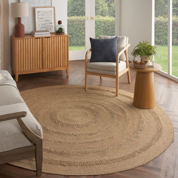 Natural Seagrass Natural 6 ft. x 6 ft. Solid Contemporary Round Area Rug