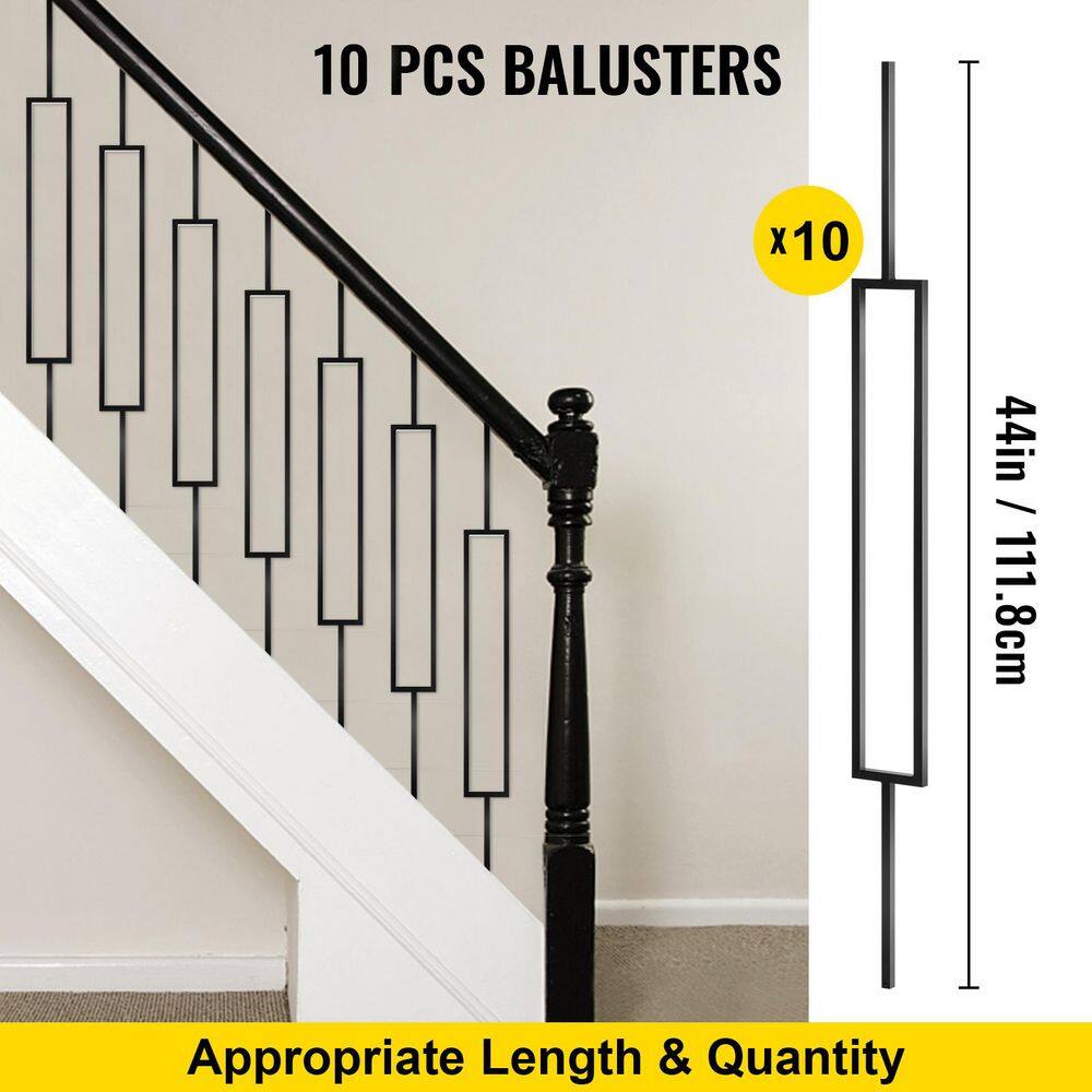 Black Powder-Coated Iron Deck Baluster Set for Stairs and Porch