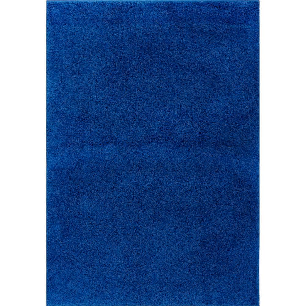 Dark Blue Luxe Shag Rectangular Area Rug 63"L x 47"W
