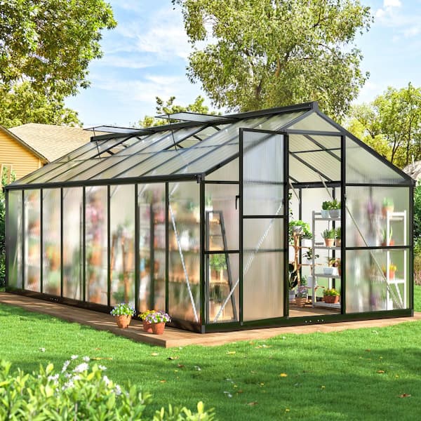 VIWAT 8 ft. W x 16 ft. D Greenhouse for Outdoors, Polycarbonate