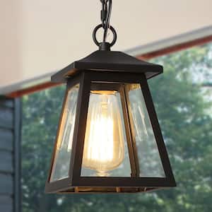 Modern Industrial Kitchen Island Pendant Light 1-Light Black Cage Pendant with Clear Glass Shade
