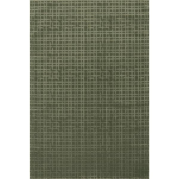 Lirielle Checkered Washable Area Green 6 ft. x 9 ft. Indoor Area Rug