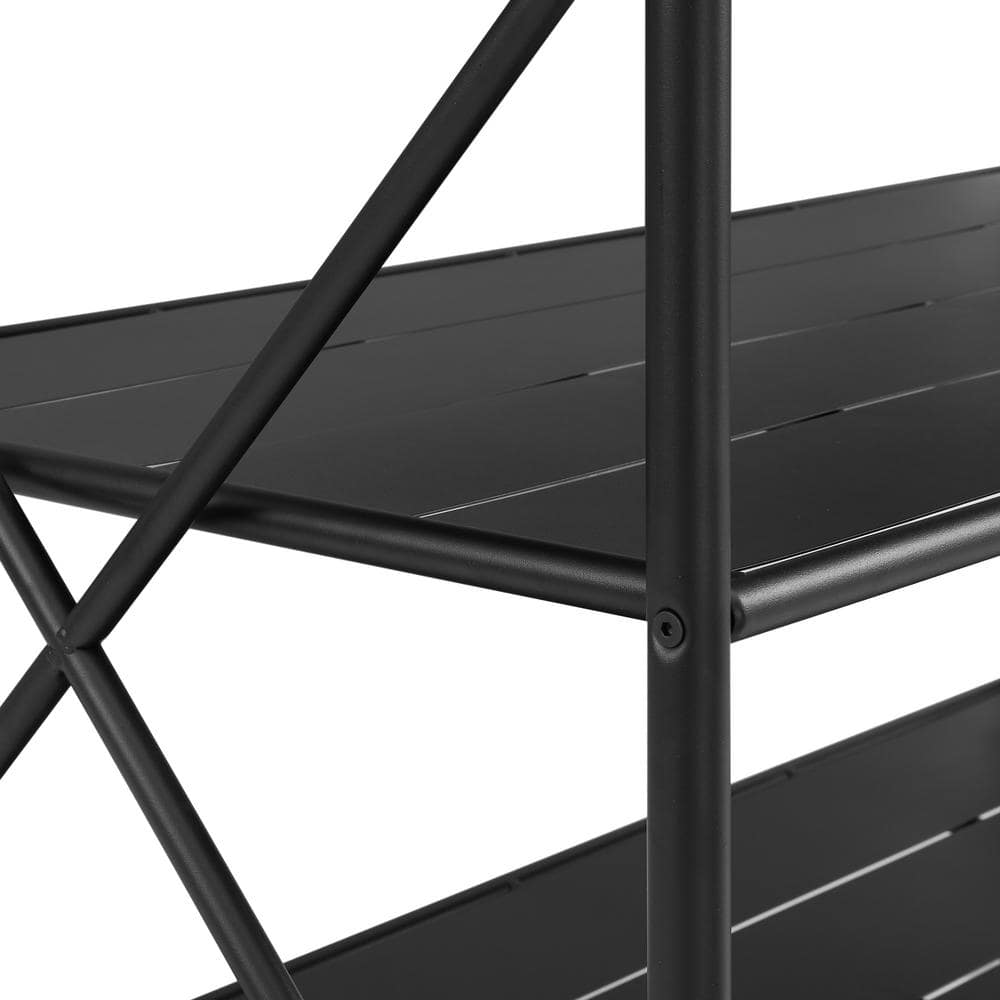 White Faux Marble and Matte Black Steel Kitchen Island Cart