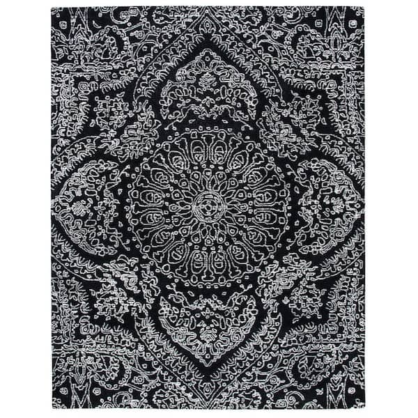 SAFAVIEH Metro Black/Ivory 8 ft. x 10 ft. Medallion Floral Area Rug