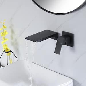Modern Single-handle Wall Mounted Bathroom Faucet in Matte Black