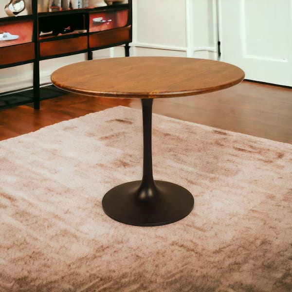 Brown Wood 40 in. Pedestal Dining Table Seats 4