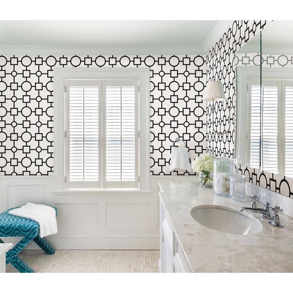 Black and White Geometric Removable Wallpaper, 20.5" x 33'