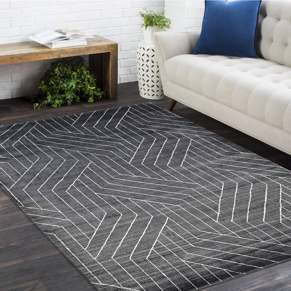 Elysian Gray Hand-Knotted Wool and Viscose 8' x 10' Area Rug