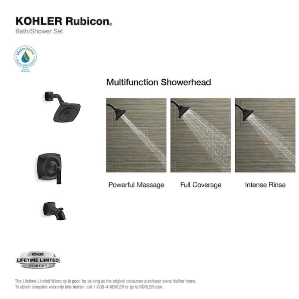 KOHLER Rubicon K-R76217-4G-BL 1-Handle 3-Spray Tub n Shower Faucet n Matte,BLACK