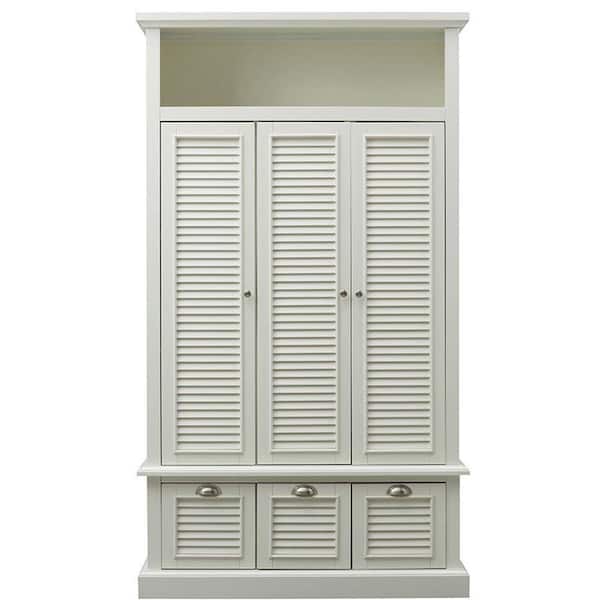 Home Decorators Collection Shutter 42 in. W x 74 in. H x 17 in. D Triple Door Closed Locker Storage in Polar White