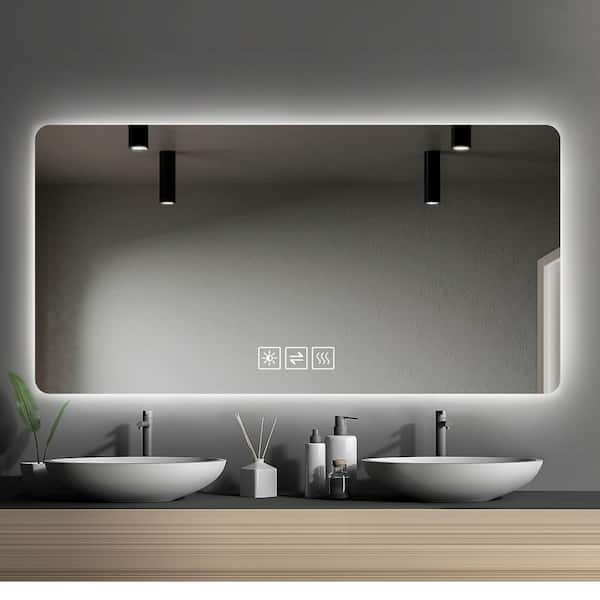 Zeus & Ruta 36 in. W x 28 in. H Led Lights Rectangle Frameless Mirror with 3 Colors and 5 level Dimmable
