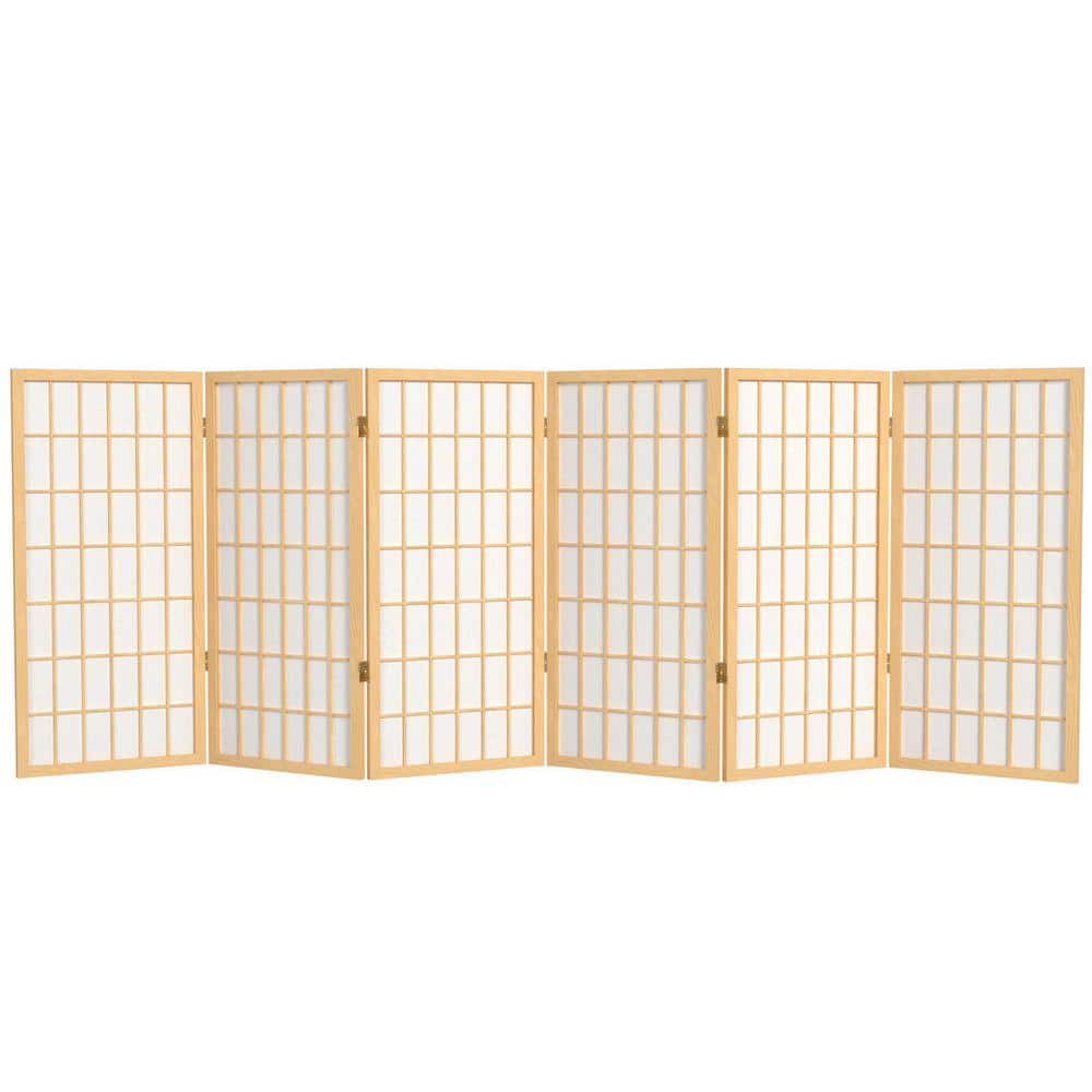 Red Lantern 3 ft. Short Window Pane Shoji Screen - Natural - 6