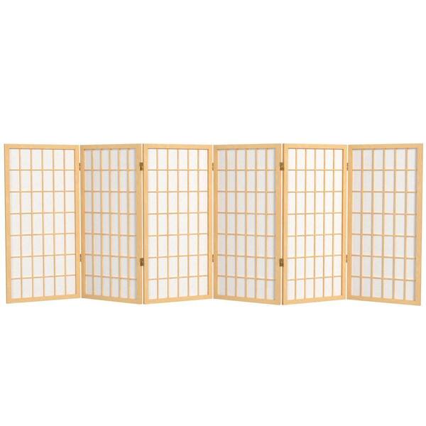 Window Light Deviders Red Lantern 3 ft. Short Window Pane Shoji Screen - Natural - 6 Panels ...