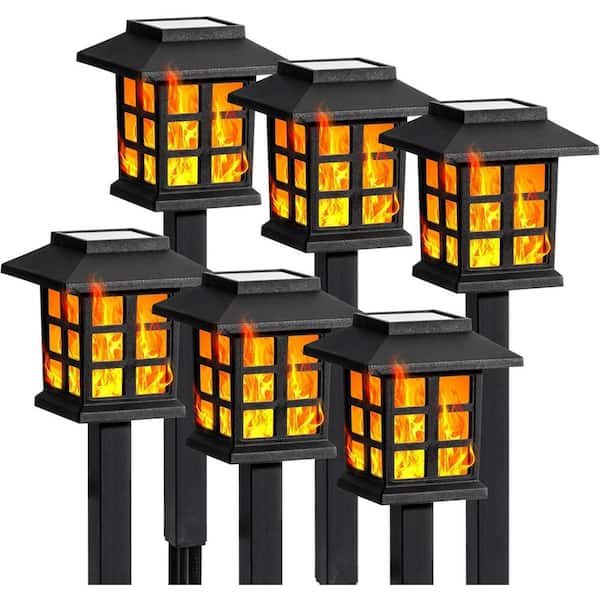 10-Pack Flickering Flame Solar Lights, Waterproof LED Outdoor Pathway Lights for Garden, Yard, Patio, Christmas Decor