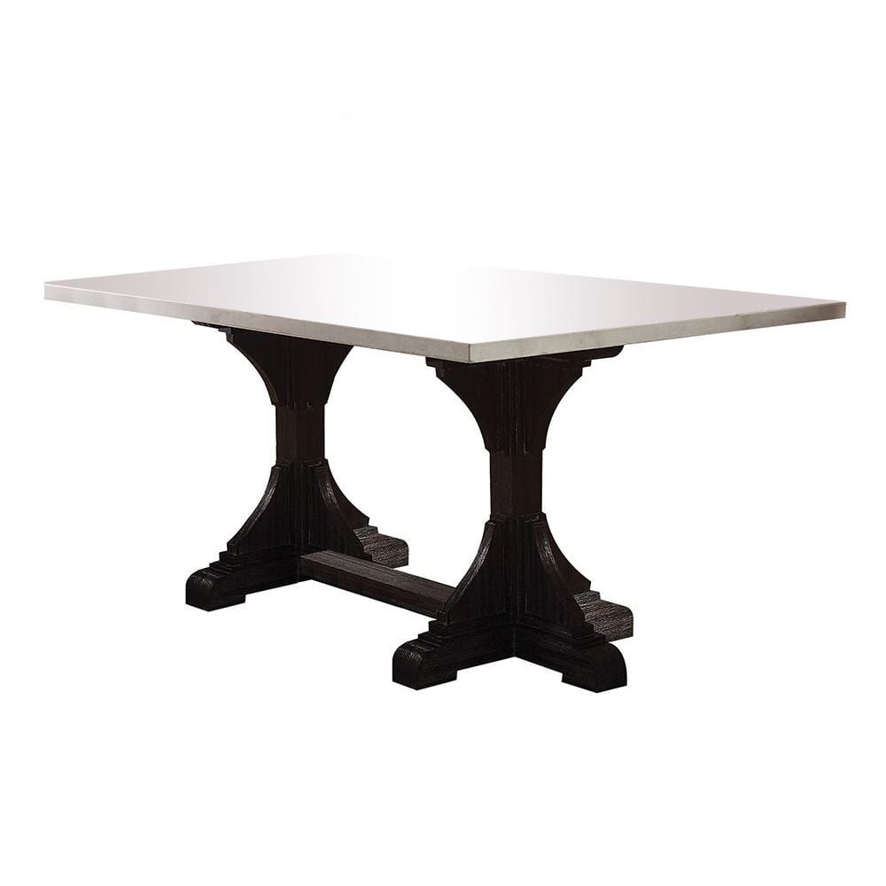 Acme Furniture Gerardo Dining Table in White Marble & Weathered Espresso  60180 - The Home Depot