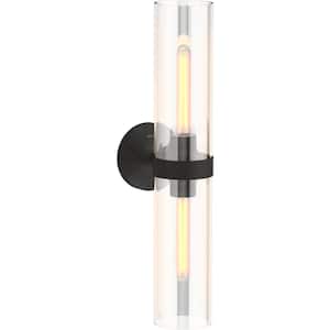 Purist 2 Light Matte Black Indoor Bathroom Vanity Light Fixture, UL Listed