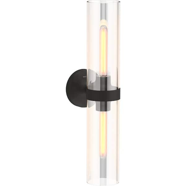 Purist 2 Light Matte Black Indoor Bathroom Vanity Light Fixture, UL Listed