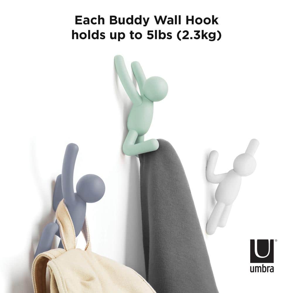 Multi-Colored Plastic Buddy Wall Hooks Set of 3