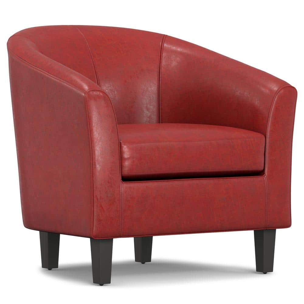 Simpli Home Austin 30 in. Wide Contemporary Tub Chair in Red Faux