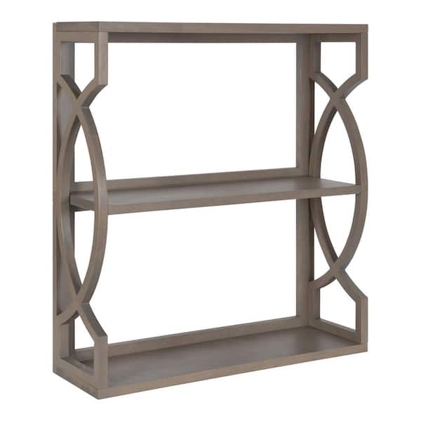 Kate and Laurel Raines 8.00 in. x 25.00 in. Gray Wood Floating Decorative Wall Shelf