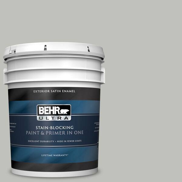 BEHR ULTRA 5 gal. #UL210-8 Silver Sage Satin Enamel Exterior Paint and Primer in One