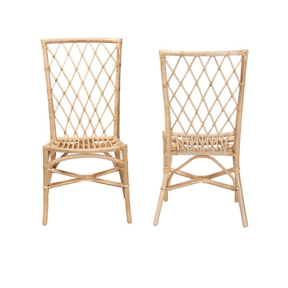 Tropical Serenity Rattan and Cane Bohemian Dining Chair Set