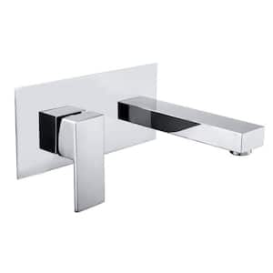 Left-Handed Single Handle Wall Mounted Bathroom Faucet with Rough-in Valve in Chrome