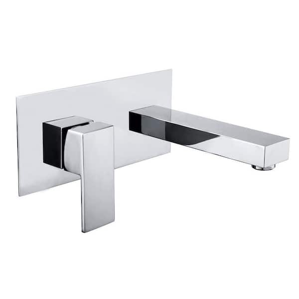 SUMERAIN Left-Handed Single Handle Wall Mounted Bathroom Faucet with Rough-in Valve in Chrome