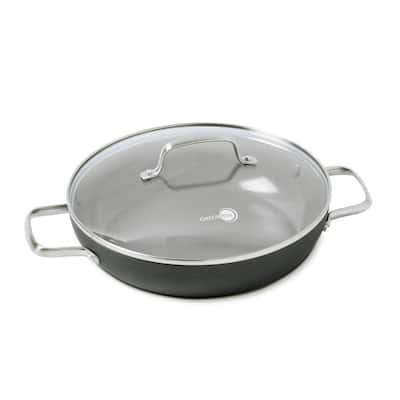 Chatham 11 in. Hard-Anodized Aluminum Ceramic Nonstick Frying Pan in Gray with Glass Lid