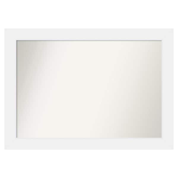Amanti Art Corvino White 39 in. x 28 in. Custom Non-Beveled Matte Wood Framed Bathroom Vanity Wall Mirror