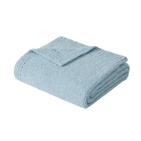 Truly Soft Cozy Knit Throw Light Blue Polyester 1-Piece 50 x 70