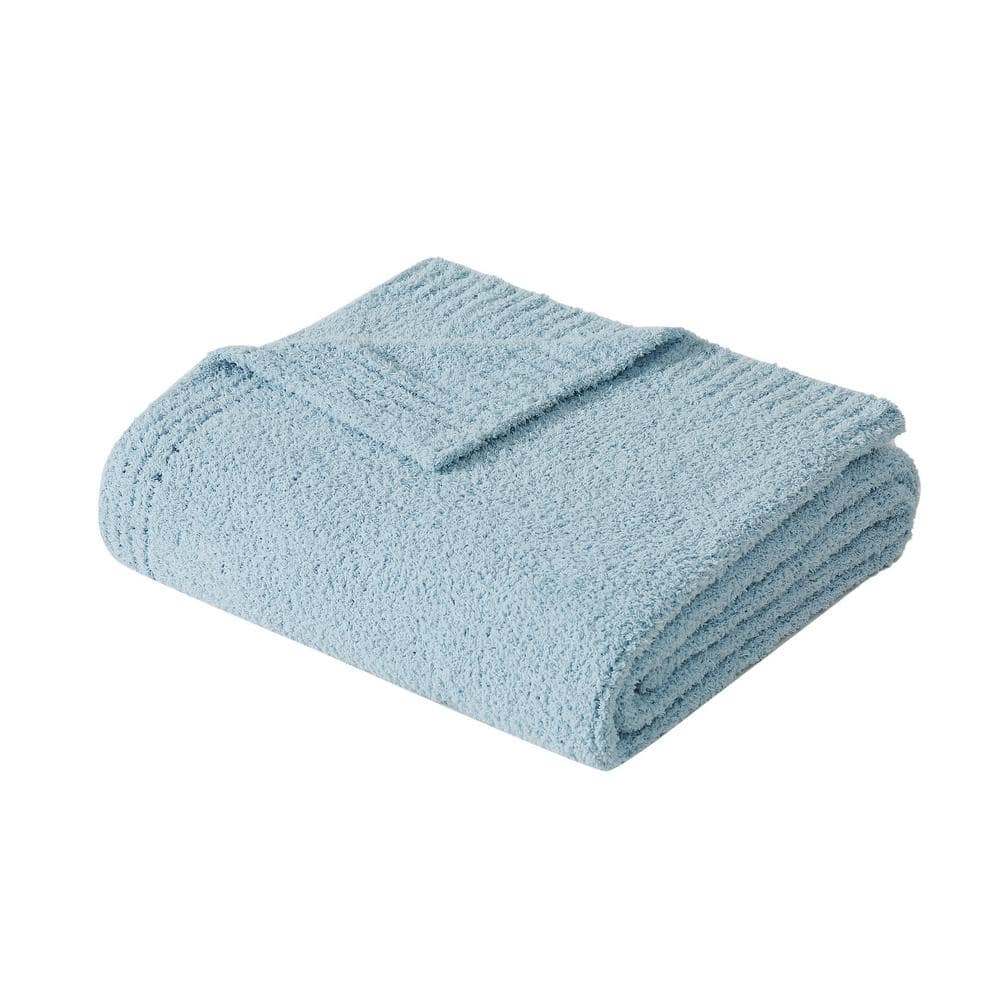 Truly Soft Cozy Knit Throw Light Blue Polyester 1-Piece 50 x 70
