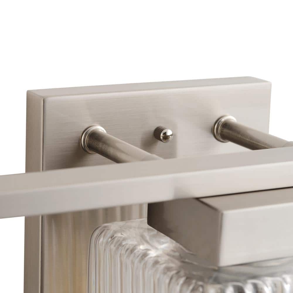 Brushed Nickel 3-Light Bathroom Vanity with Textured Glass Shades