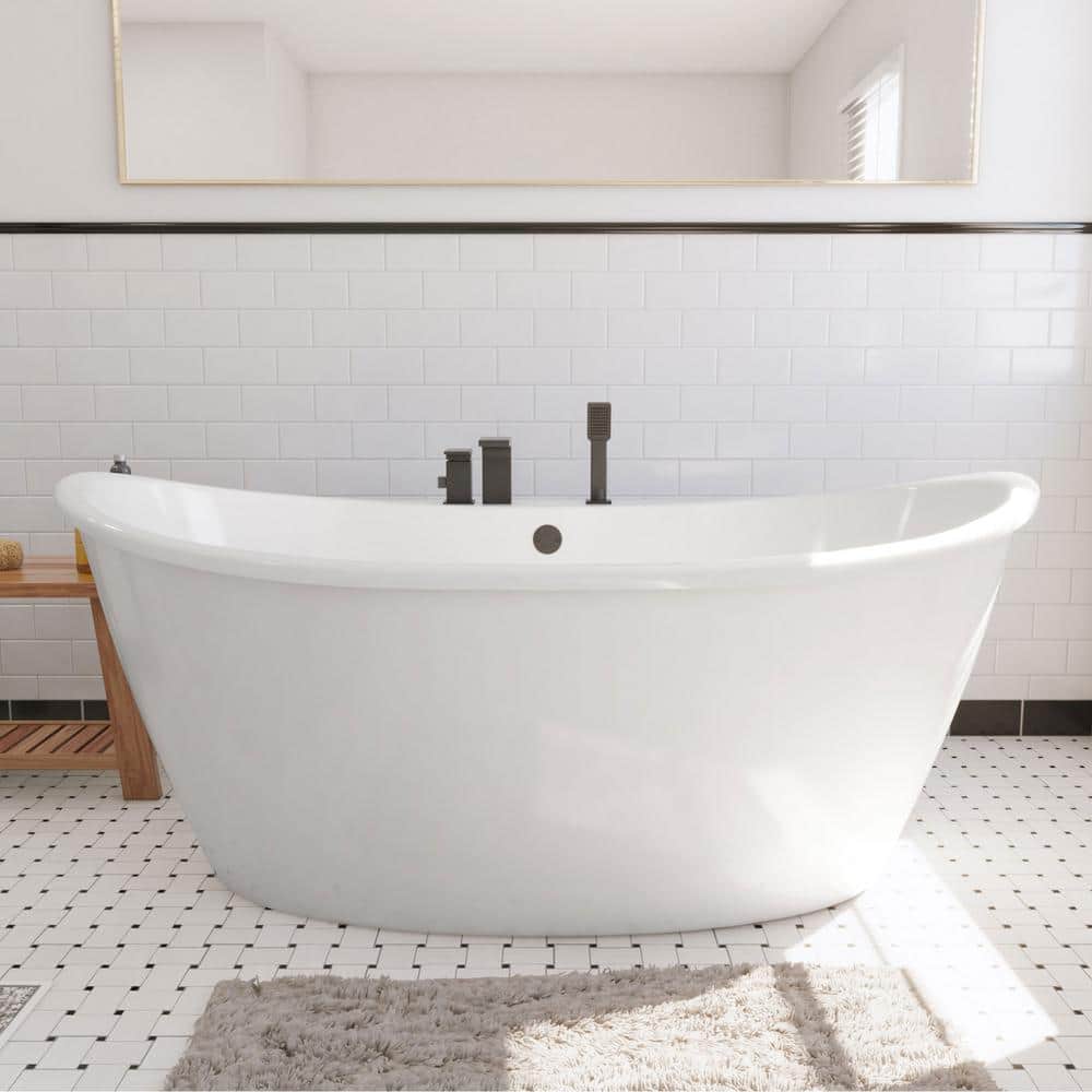 Caspian 66" White Acrylic Freestanding Bathtub