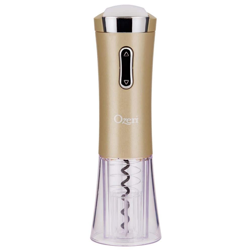 Gold Glossy Electric Wine Opener with Foil Cutter and Stopper