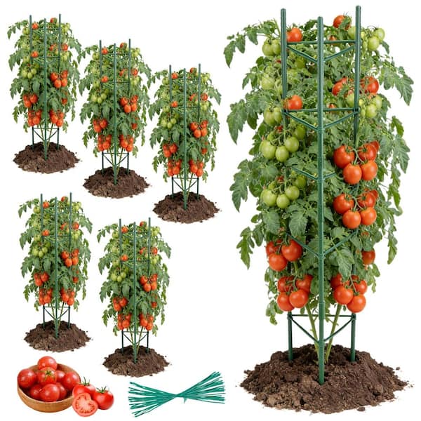 6 adjustable tomato support cages, max 47.2 inches high. Ideal for