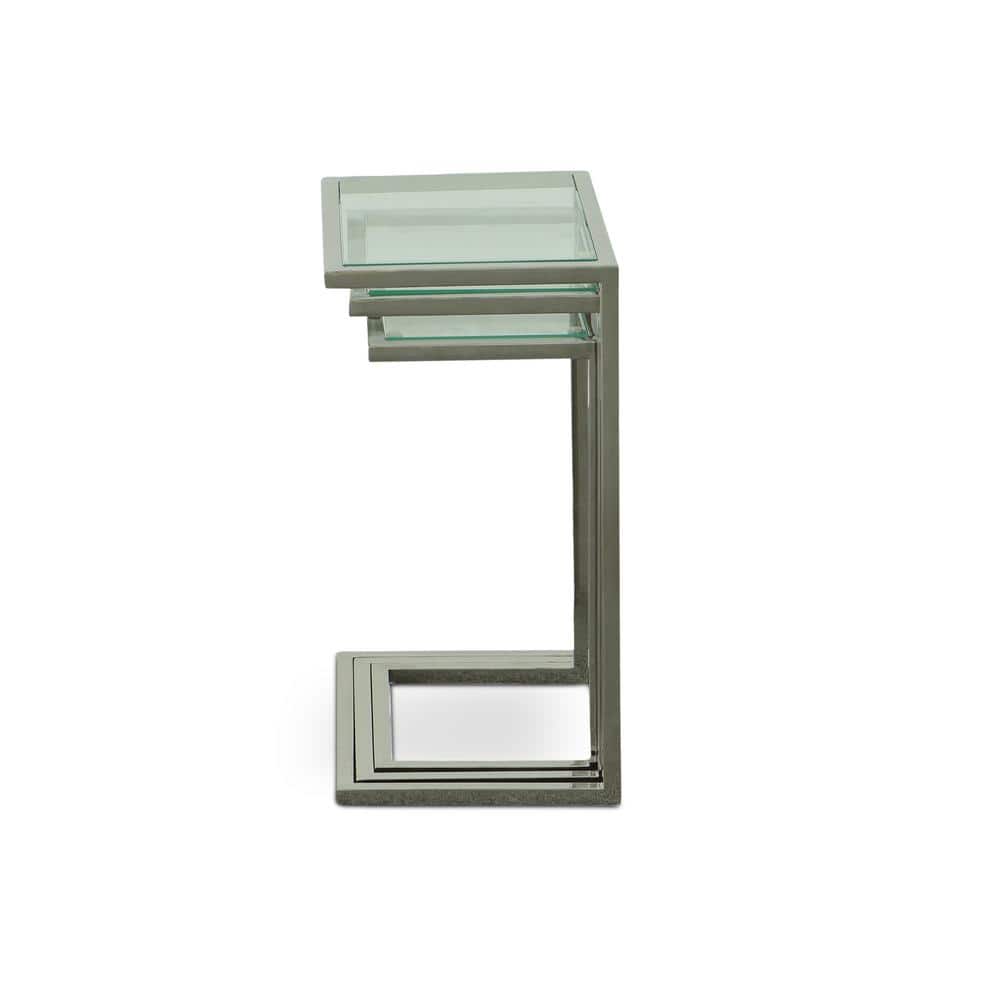 Addison Chrome and Clear Glass Nesting Table Set