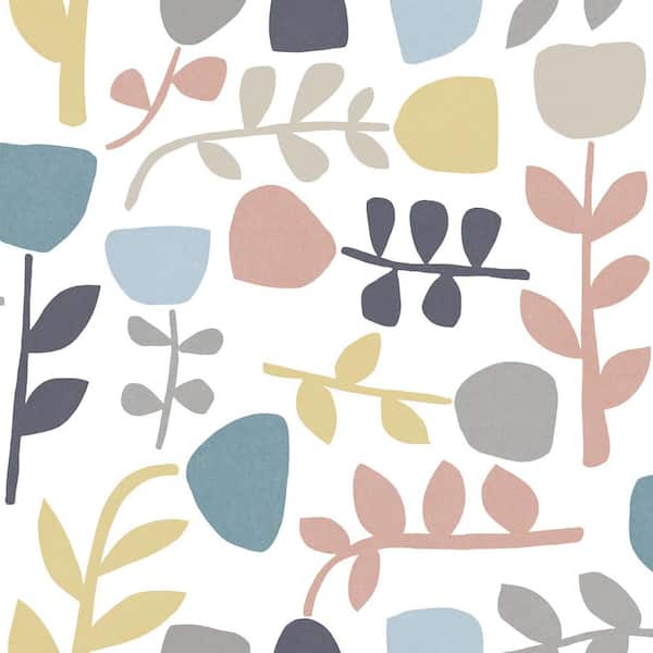 A-Street Prints Juni Multi-Colored Pastel Abstract Tulips Wallpaper Sample
