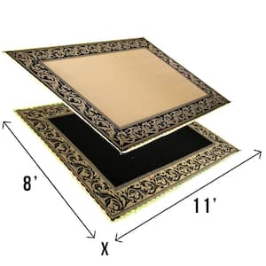 Classical LED Illuminated Black/Beige Patio & RV Reversible Floor Mat- 8' x 11'