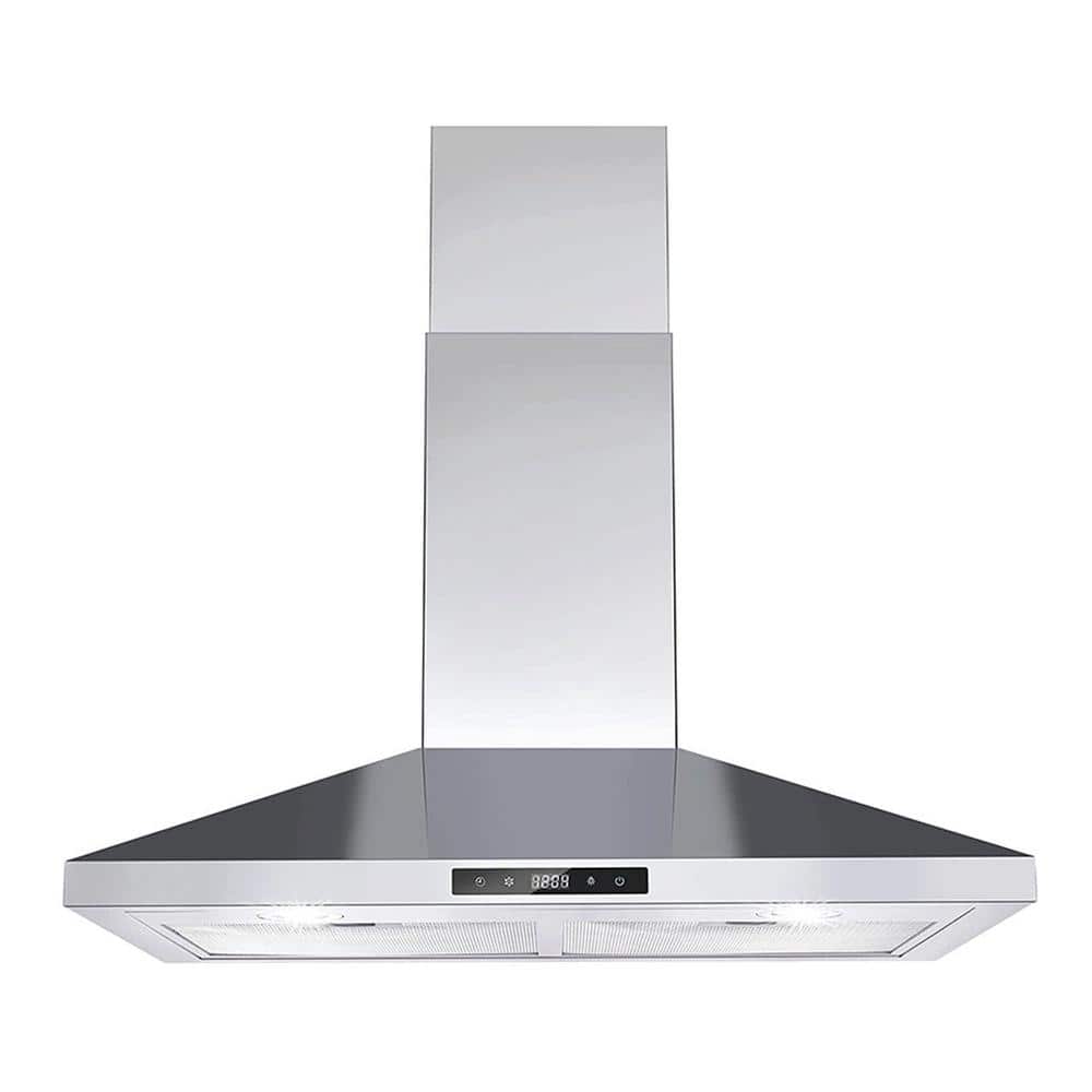 30 in. 450 CFM Ducted Wall Mounted Range Hood in Stainless Steel with Touch Control and Aluminum Filters, Silver