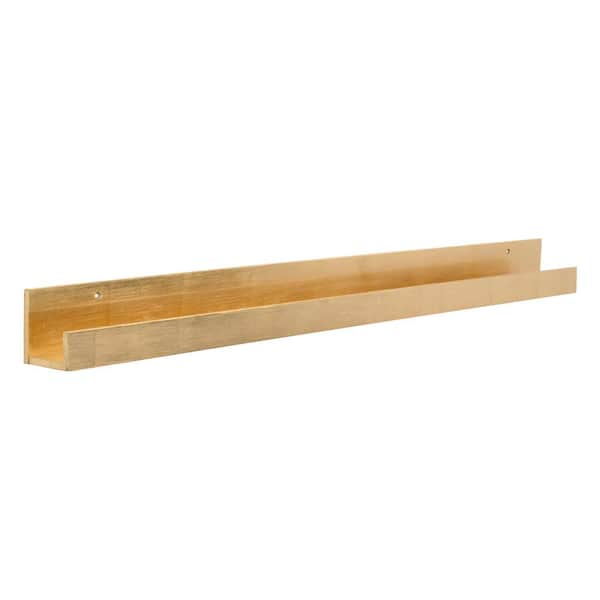 Kate and Laurel Levie 3 in. x 42 in. x 4 in. Gold MDF Decorative Wall Shelf