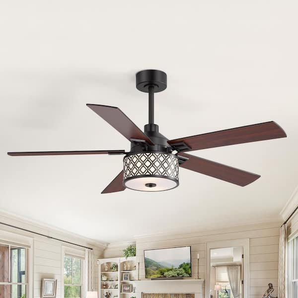 Farmhouse 52 in. Indoor Black Ceiling Fans with Remote Control and Light Kit Included