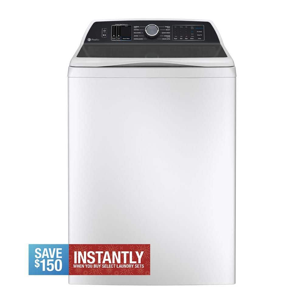 GE Profile 5.3 cu. ft. High-Efficiency Smart Top Load Washer in White with Quiet Wash Dynamic Balancing Technology