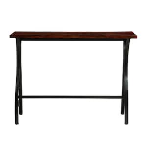 Lemere 42 in. Dark Brown and Black Rectangular Acacia Wood Console Table