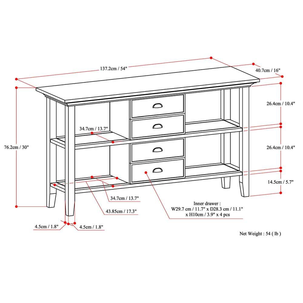 Rustic Natural Aged Brown Wood Console Table with Storage