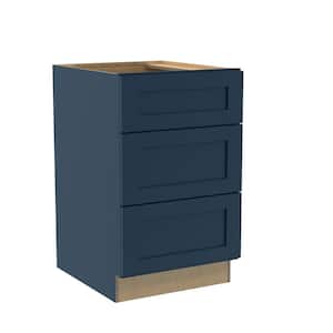 Newport Blue Painted Plywood Shaker Assembled Base Drawer Kitchen Cabinet Soft Close 21 W in. 24 D in. 34.5 in. H